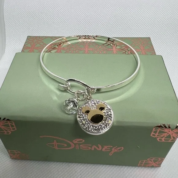 Disney Silver Bangle Bracelet Mickey Mouse - Picture 1 of 4